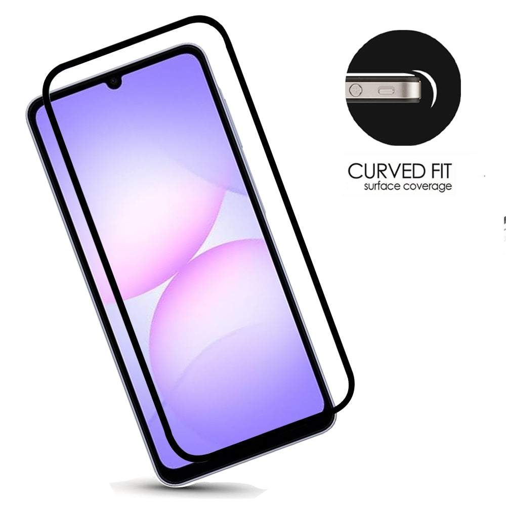 Screen Protector for Samsung Galaxy A08 4G, A07 5G, A07 4G Premium Tempered Glass 9H Full Coverage HD Transparent Black Edged Shatter Bubble Free Resistant Durable Black