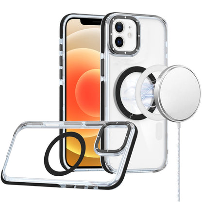 For Samsung Galaxy S23+ Plus Transparent back with Colorful Frame Strong Magnetic Circle [Compatible with Magsafe] Shockproof Case Cover Clear Black