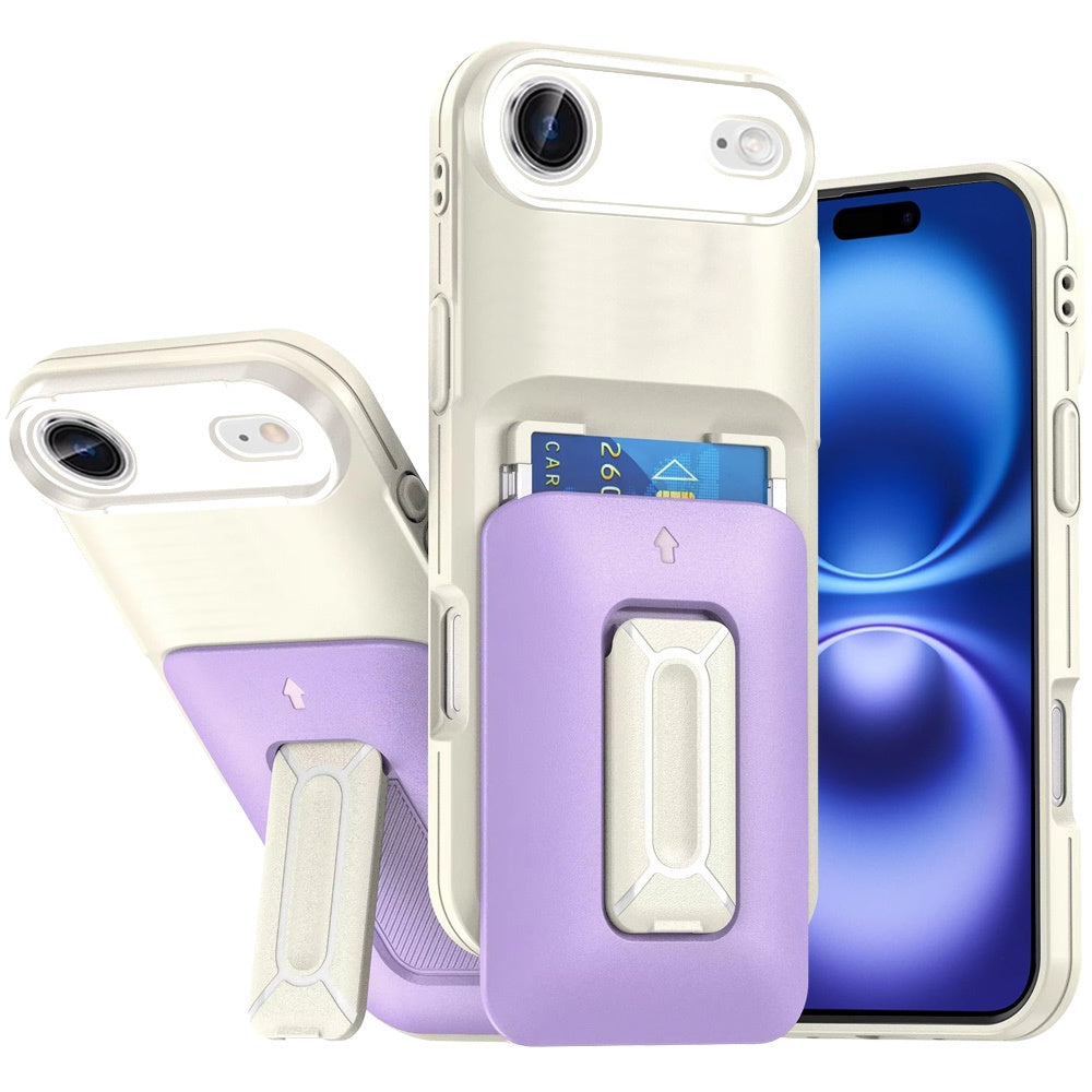 For Apple iPhone 17 Pro Max Wallet Case with 2- Credit Card Holder, Wrist Strap & Kickstand Hybrid Shockproof TPU Case Cover