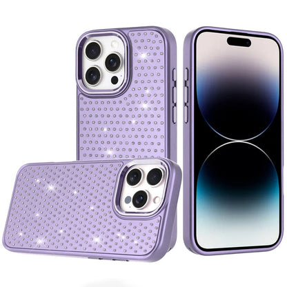 Phone Case for Apple iPhone 14 Pro Max Luxury Diamond Bling Sparkle Chrome Metallic Edge Shockproof Durable Protective Stylish Premium Hybrid Design Cover Purple