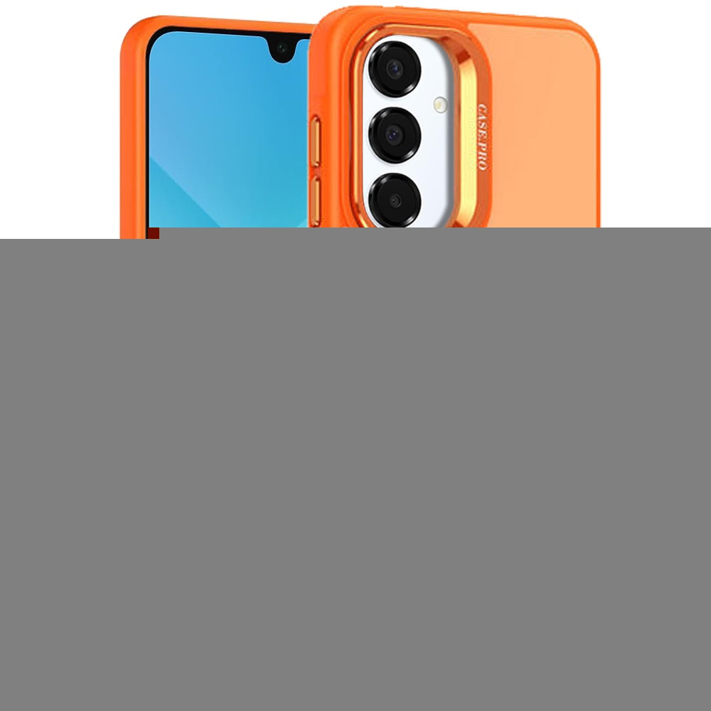 For Samsung Galaxy A16 5G Magnetic Matte Metal Camera Stand Hybrid Drop Protection Durable Shockproof Slim Fit Design Case Cover Cosmic Orange