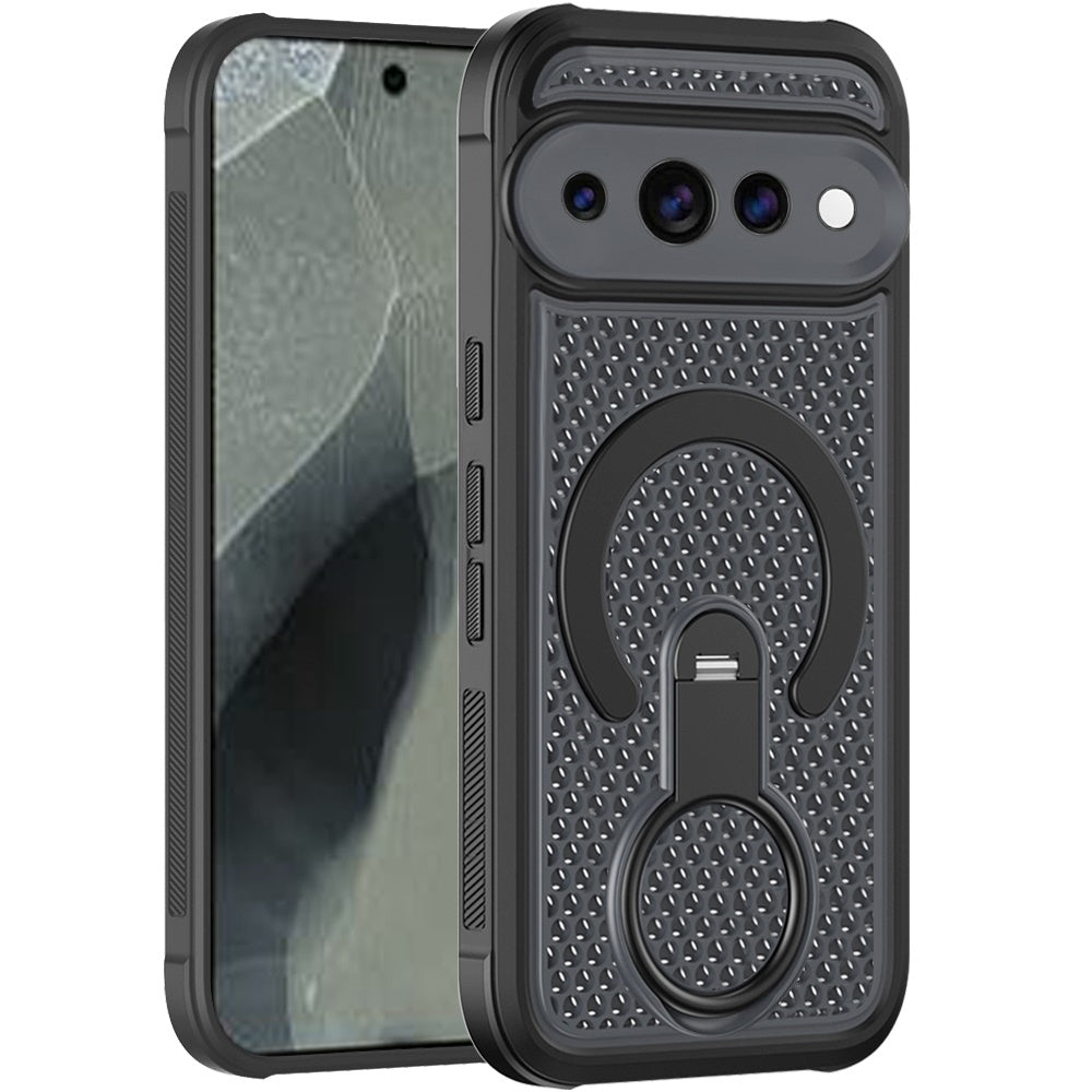 Phone Case for Google Pixel 11 Pro XL Magnetic Honeycomb Hybrid Rugged Armor Ring Kickstand Dual Layer Shock Absorbing Hard PC Soft TPU Cover