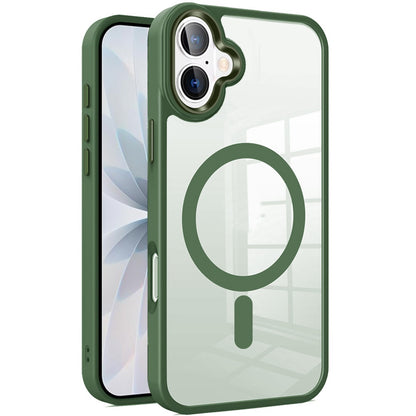 For Apple iPhone 17 (6.3") MagSafe Compatible Transparent Greatest Clear Acrylic with Color Frame Thick Hybrid TPU Hard Case Cover