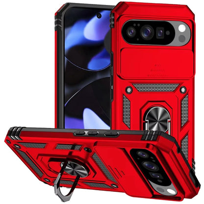 For Google Pixel 10 / 10 Pro Hybrid Ring Shockproof with 360° Rotate Ring Kickstand, Camera Lens Protection, Soft Edge Bumper Case Cover