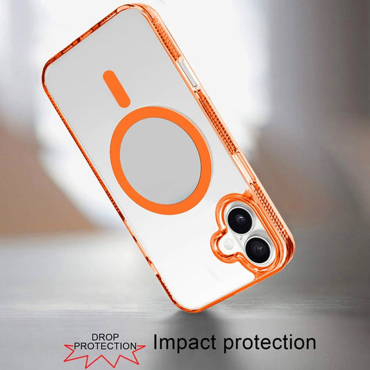 For Apple iPhone 17 (6.3") MagSafe Compatible Integrated Technology Clean Transparent Hybrid Armor TPU Frame Case Cover Cosmic Orange