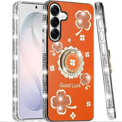 Phone Case for Samsung Galaxy S26 FE /S26 Fan Edition Glitter Diamond Ring Stand Sparkle Rhinestone Edge AntiSlip Kickstand Luxury Fashion Bumper Shockproof Cover