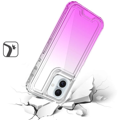 For Apple iPhone 16 Plus Hybrid 3-in-1 Clear Case - Two-Tone Transparent Shockproof TPU + Hard Protective Frame Case Cover Clear + Purple