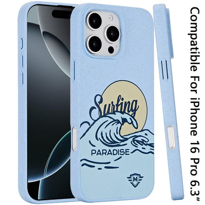 For iPhone 16 (6.1") Biodegradable Eco Friendly Slim Design Shockproof Protection Lightweight Durable Secure Grip Sustainable Material Case Cover Surfing Paradise