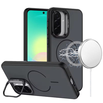 Phone Case for Samsung Galaxy A27 Premium Matte Magnetic Camera Stand Hybrid Shockproof Rugged Protective Anti Scratch Durable Grip Metal Buttons Cover