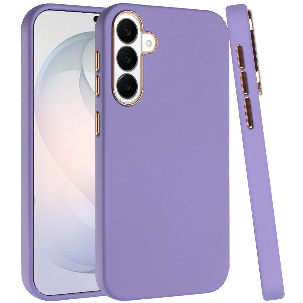 Phone Case for Samsung Galaxy S26 FE /S26 Fan Edition Hybrid Silicone TPU Rubber Chromed Edge TPU Bumper Reinforced Corners Shock Absorbing Protection Cover