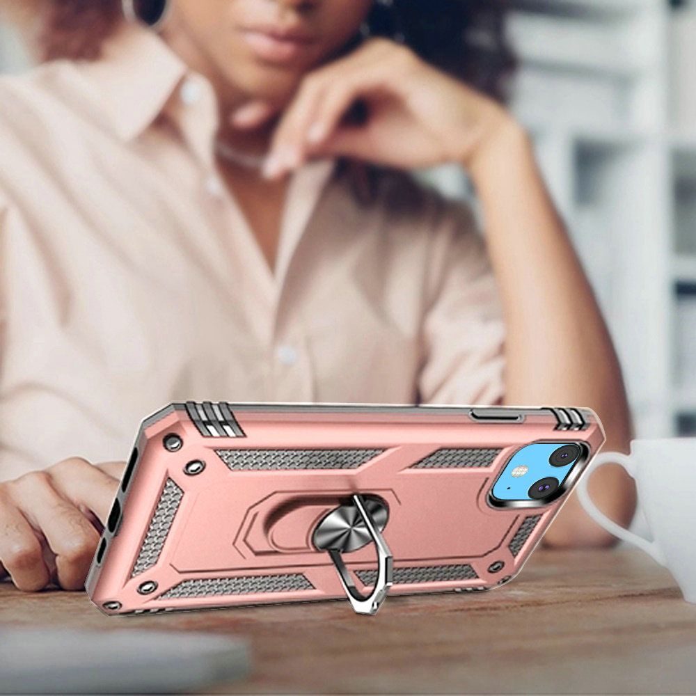 For Apple iPhone 11 Hybrid Shockproof Durable 360 Degree Rotatable Ring Stand Holder Kickstand Fit Magnetic Car Mount Case Cover Cosmic Orange