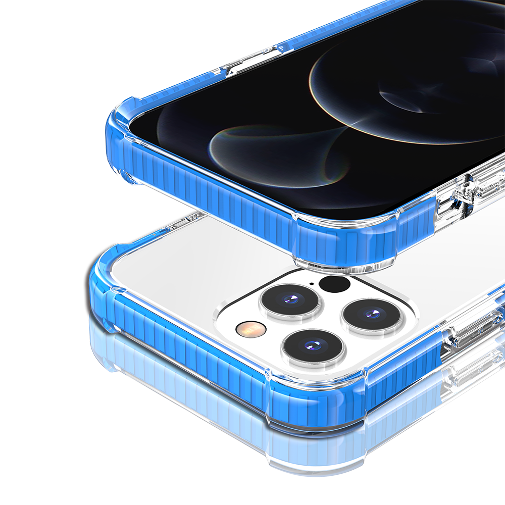 Phone Case for Apple iPhone 14 Pro Max Transparent Acrylic Shockproof Rugged Hybrid Heavy Duty Color Frame Raised Bezel Clear Durable Grip Cover Blue