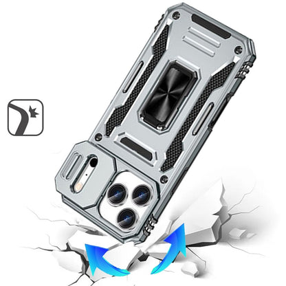 Phone Case for Apple iPhone 18 Pro Max Tough Metal Ring Shockproof Sliding Camera Window Hybrid Armor Rugged Anti Slip Heavy Duty Grip Cover