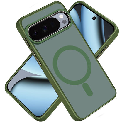 Phone Case for Google Pixel 11 Pro XL Clear Acrylic Magnetic Circle Shockproof Hybrid Metal Button TPU Drop Protection Rugged Slim Durable Armor Cover