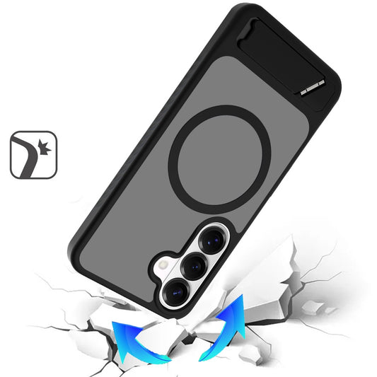 Phone Case for Galaxy S26 Matte Magnetic Metal Kickstand Shockproof Grip Anti Slip Durable Protective Heavy Duty Hybrid Cover