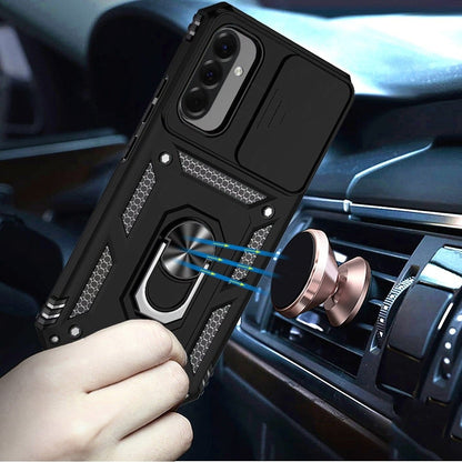 Phone Case for Samsung Galaxy A27 Shockproof Magnetic Ring Stand Camera Guard Rugged Grip Anti Slip Heavy Duty Hybrid Armor Durable Matte Cover