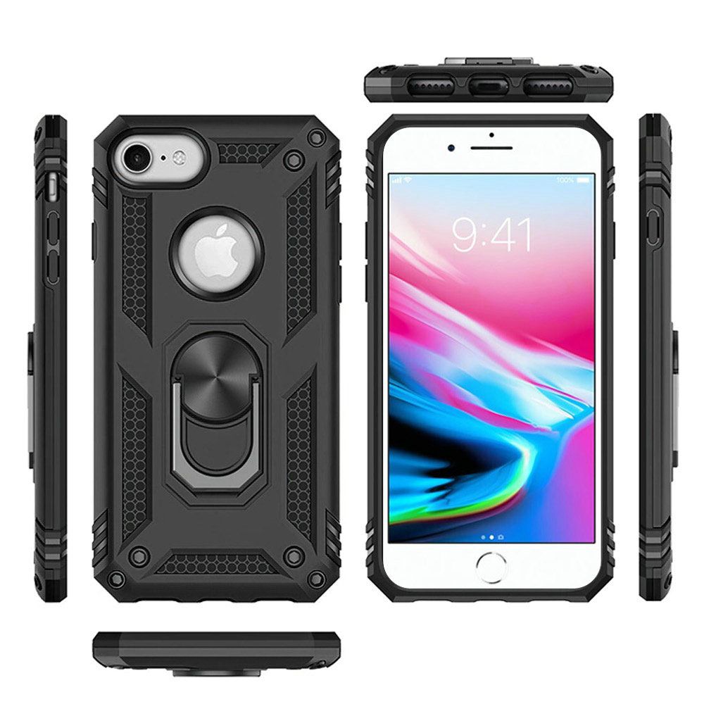 For Apple iPhone SE 3 (2022) SE/8/7 Hybrid Shockproof Durable 360 Degree Rotatable Ring Stand Holder Kickstand Fit Magnetic Car Mount Case Cover
