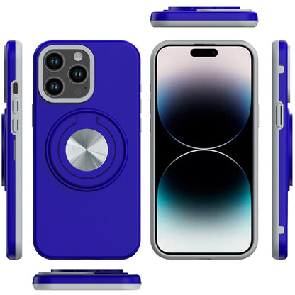For Apple iPhone 15 Pro Max Metal Matte Hybrid with Invisible Rotational Ring Stand, Car Mount Friendly, Military Grade Slim Fit Sturdy Case Cover