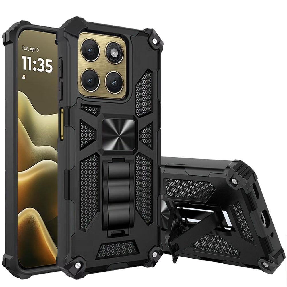 Phone Case for Motorola Edge 2026 Built in Magnetic Hiden Kickstand Shockproof Rugged Armor Grip Hybrid Heavy Duty Anti Slip Protective Style Cover