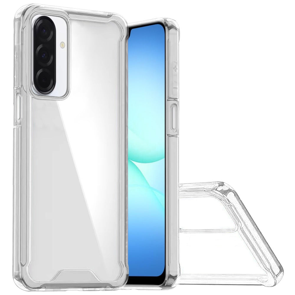 For Samsung Galaxy A17 5G Clear Colored Shockproof Transparent Hard PC + Rubber TPU Hybrid Bumper Shell Slim Protective Case Cover Clear+Clear