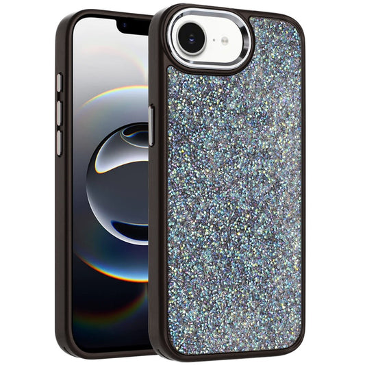 For Apple iPhone 17E /16E Crystal Sparkle Diamond Glass Full Mini Glitter Bling Frame TPU Hybrid Protective Case Cover