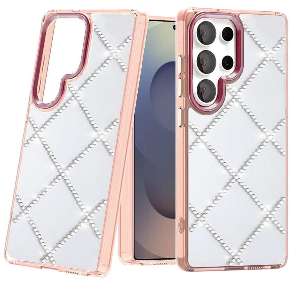 For Samsung Galaxy S25 Ultra Gem Glitter Diamond Bling Clear Hybrid TPU Cover, Colorful Shockproof Protective Back, Slim Fit for Women Girls Case Cover