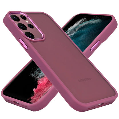 Phone Case for Samsung Galaxy S23 Ultra Polished Acrylic Hybrid TPU Slim Shockproof Metal Button Thick Durable Grip Camera Protection Anti-Scratch Cover