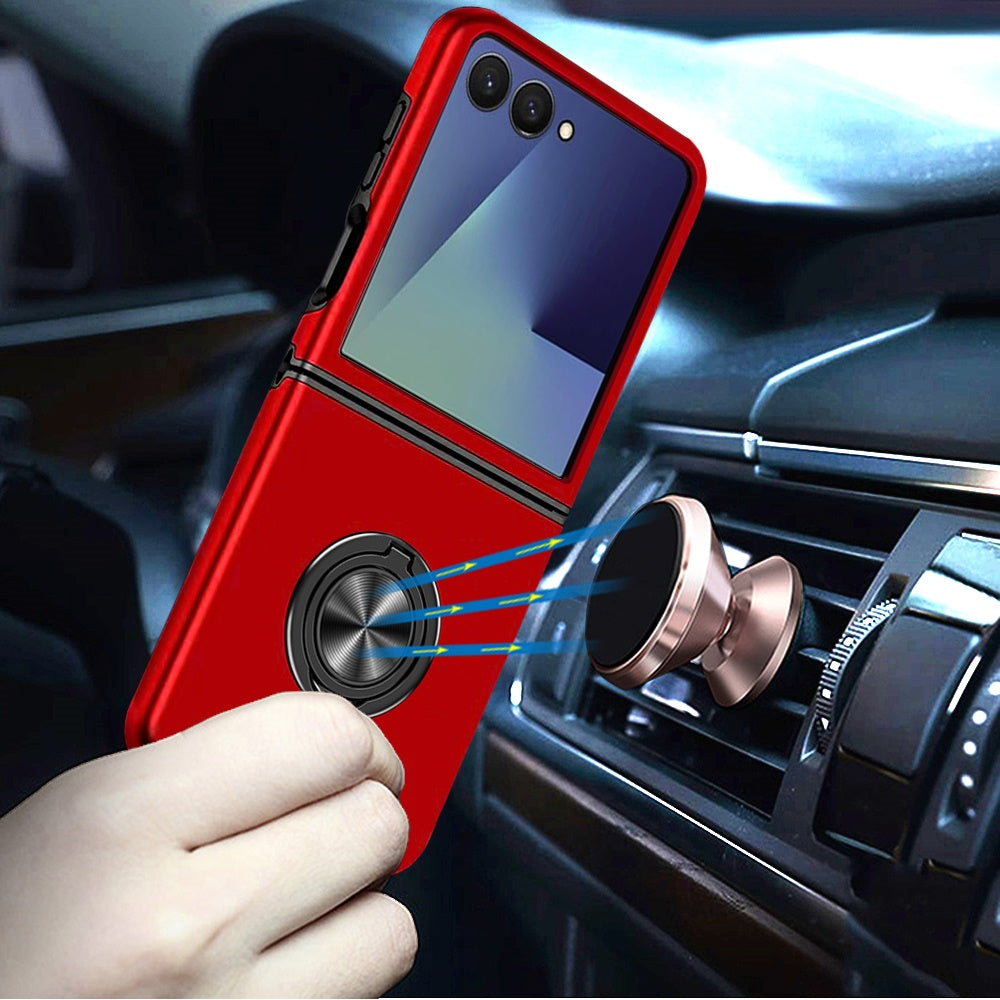Phone Case for Samsung Galaxy Z Flip 8 Invisible Ring Stand Shockproof Anti Slip Durable Grip Protective Hybrid Slim Fit Magnetic Car Mount Holder Cover