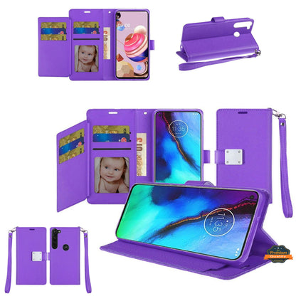 For Apple iPhone 16 Plus (6.7") Wallet PU Leather Credit Card ID Cash Holder Slot Dual Flip Pouch with Stand and Strap Case Cover
