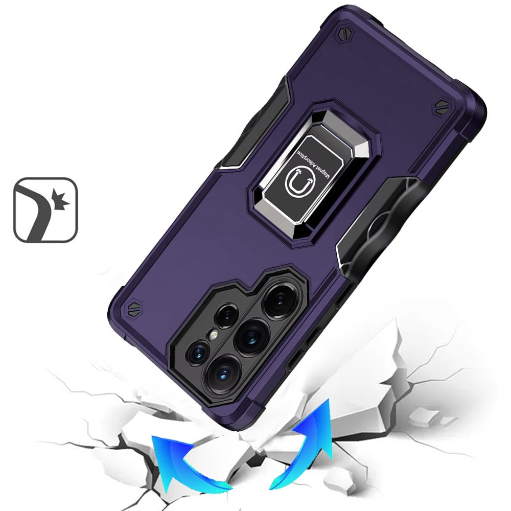 For Samsung Galaxy S26 Ultra Hybrid Stand Magnetic Ring Holder Kickstand Heavy Duty Rugged Drop Silicone & Hard PC Shockproof Case Cover