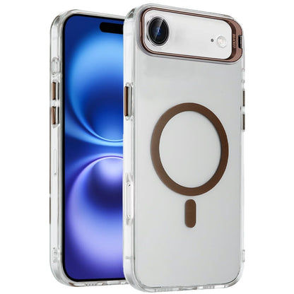 For Apple iPhone 17 Air (6.6") Magnetic Back MagSafe Compatible Transparent Hybrid Drop Protection with Metallic Camera Stand Case Cover