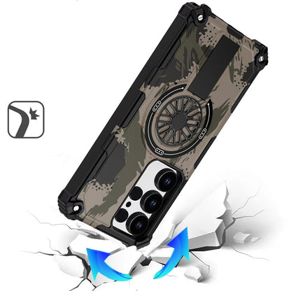 For Samsung Galaxy S26 Ultra Texture Design Stylish Invisible Kickstand Case, MagSafe Compatible Hybrid Shockproof Cover, Car Mount Friendly Case Cover