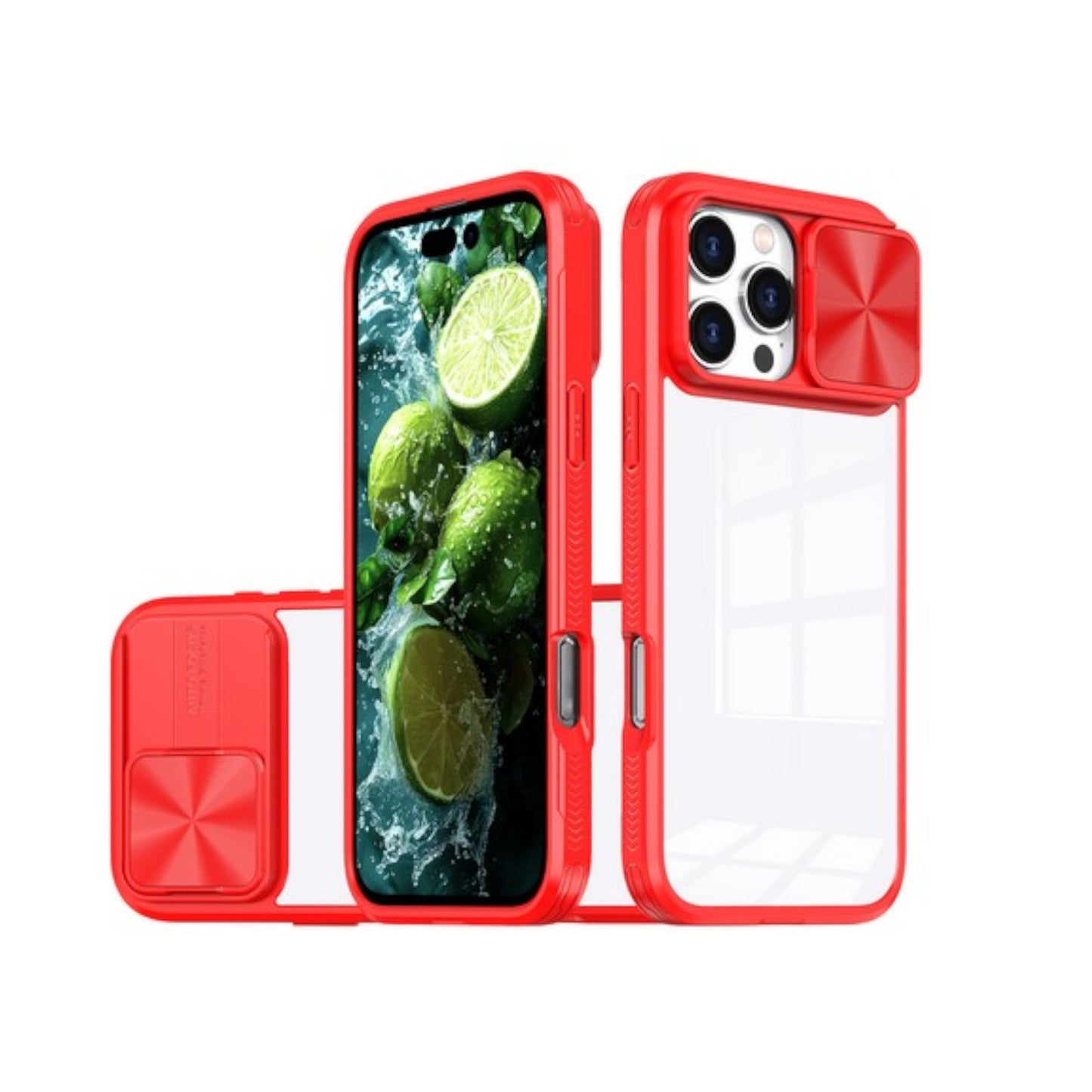 For Samsung Galaxy A26 Hybrid Slim Case with Slide Camera Protector, Shockproof TPU Clear Back & Color Frame Bumper Case Cover