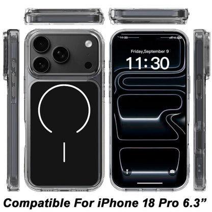 Phone Case for Apple iPhone 18 Pro Metallic Transparent Magnetic Magsafe Compatible Shockproof Hybrid TPU Durable Clear Protective Grip Cover