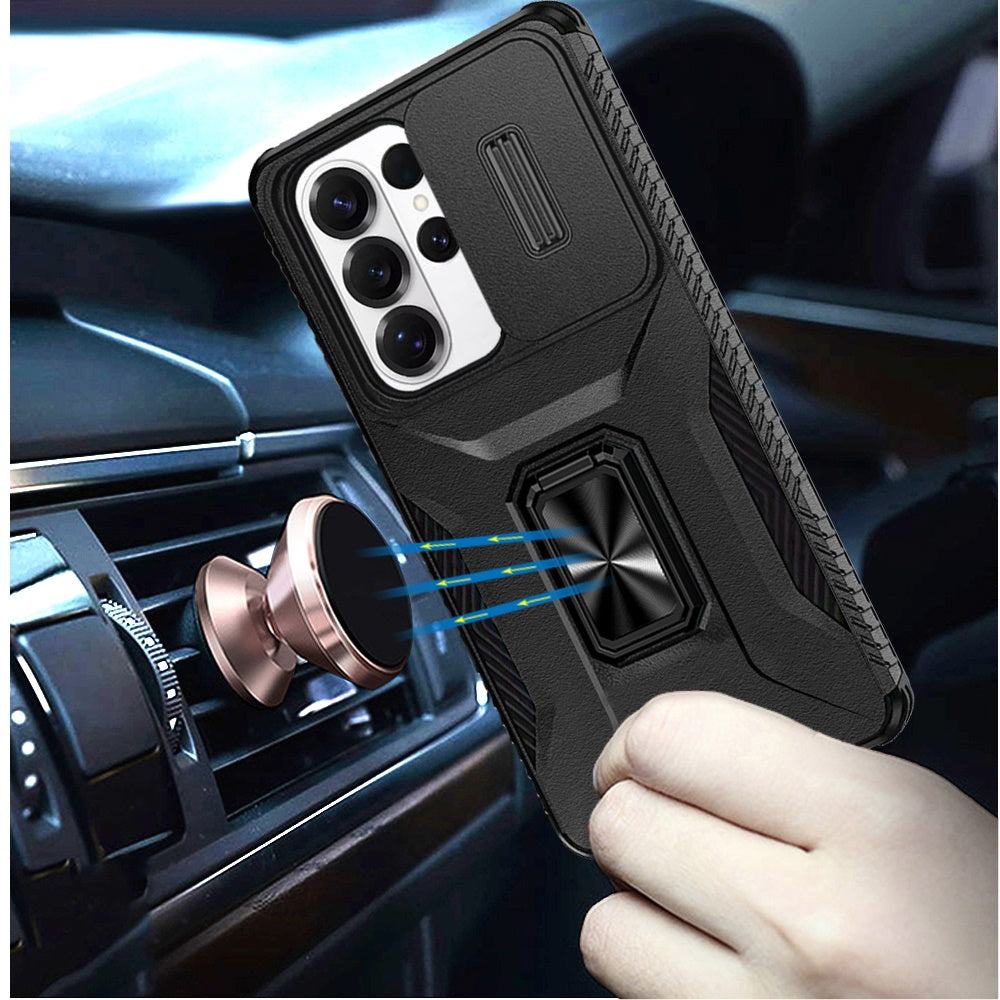 For Samsung Galaxy S26 Ultra Case, Camera Cover with Magnetic Rotation Ring Stand, Military Grade Hybrid Hard TPU Shockproof Case Cover