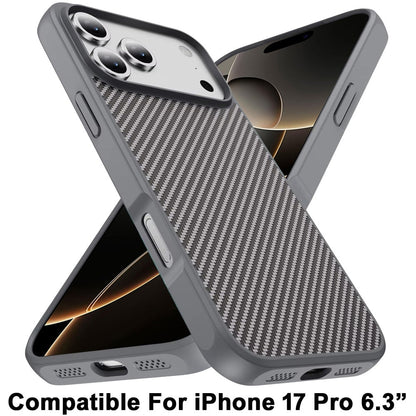 For Apple iPhone 17 Pro (6.3") Carbon Fiber Design with Magnetic HQ 2.0mm Thick Hybrid Shockproof Rubber Hard PC Case Cover