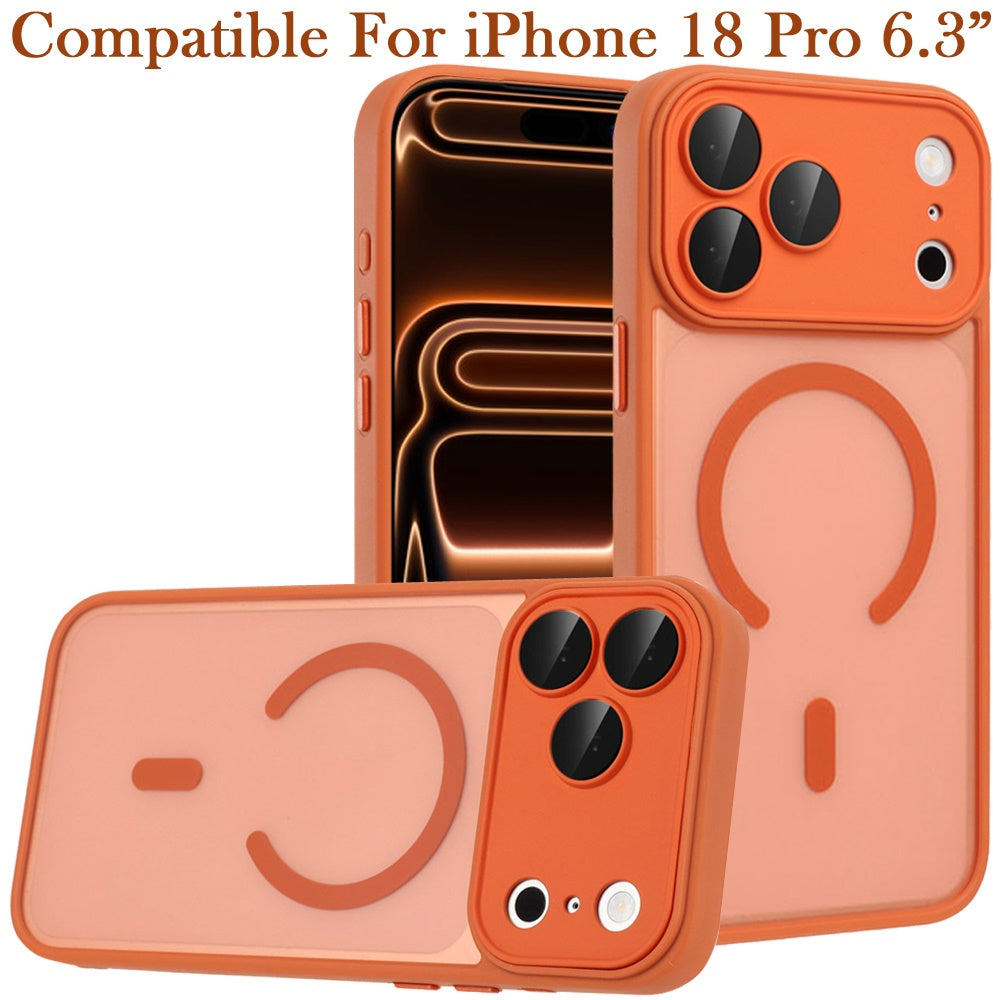 Phone Case for Apple iPhone 18 Pro Matte Frosted Magnetic Back Hybrid Hard PC Soft TPU Camera Protection Slim Shock Absorbing Anti Fingerprint Cover