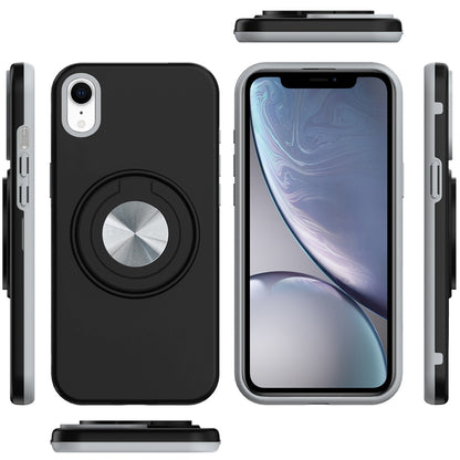 For Apple iPhone XR Metal Matte Hybrid with Invisible Rotational Ring Stand, Car Mount Friendly, Military Grade Slim Fit Sturdy Case Cover
