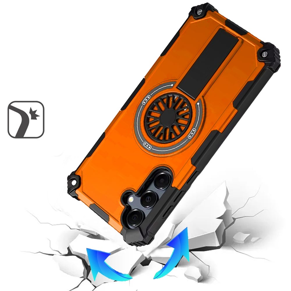 Phone Case for Samsung Galaxy A27 Invisible Kickstand Magnetic Car Mount Friendly Shockproof Texture Anti Slip Durable Grip Heavy Duty Hybrid Cover