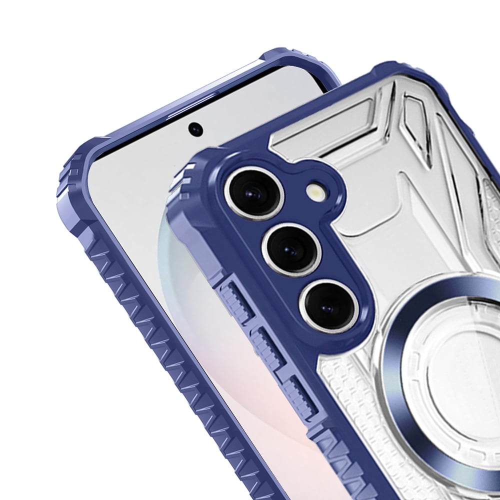 Phone Case for Samsung Galaxy S26 FE /Fan Edition Clear Rugged Hybrid TPU Magnetic Back Reinforced Frame Bumper Shock Absorbing Slim Fit Cover Blue