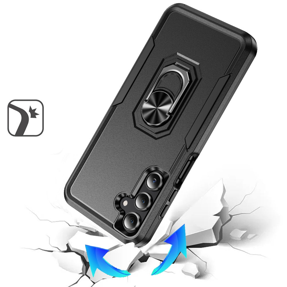 For Samsung Galaxy S26 Hybrid Rugged Tough 2in1 Drop-Proof Protection Military Grade Armor with Metal Ring Stand Case Cover