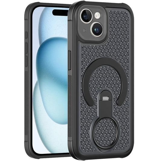 Phone Case for Apple iPhone 15 Magnetic Honeycomb Hybrid Rugged Armor Ring Kickstand Dual Layer Shock Absorbing Hard PC Soft TPU Cover