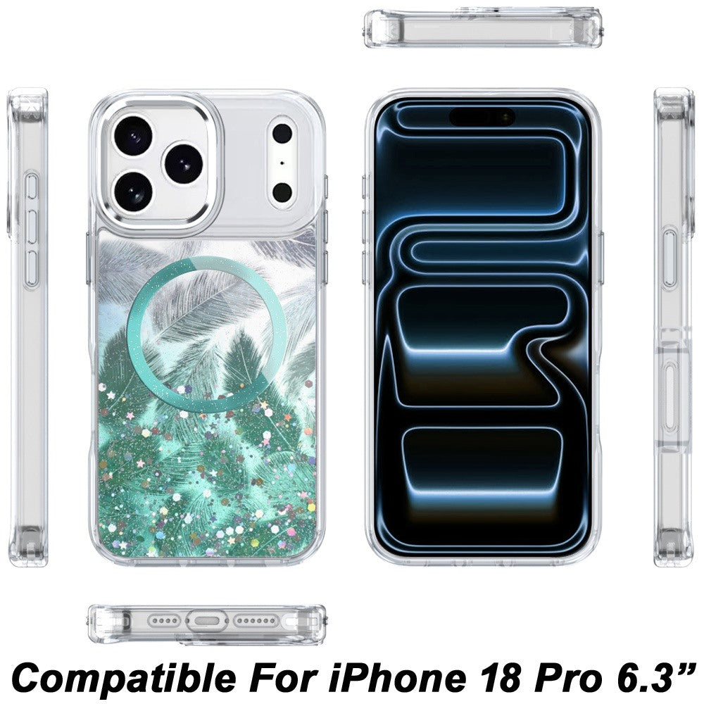 Phone Case for Apple iPhone 18 Pro Magnetic Epoxy Glitter Shimmer Crystal Hybrid Shockproof Slim Grip Anti Scratch Protective Clear Cover