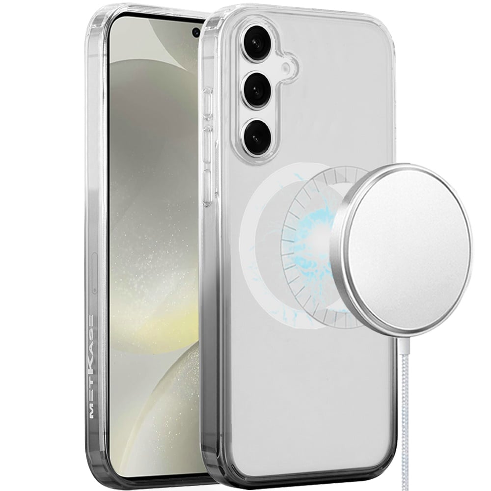 For Apple iPhone 16 Pro Transparent Two Tone Gradiant Magnetic Space [Compatible with Magsafe] Hybrid Shockproof Protective Case Cover Two Tone Smoke