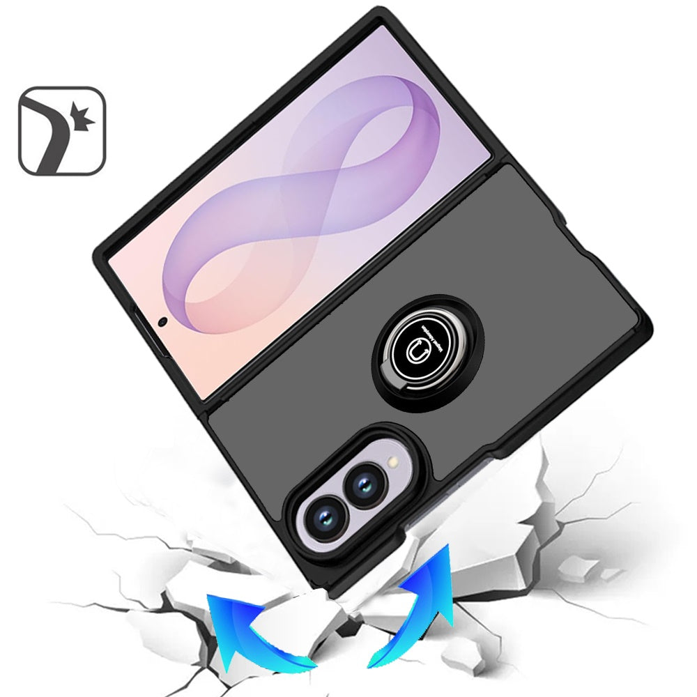 Phone Case for Samsung Galaxy Z Fold 8 Hybrid Magnetic Ring Stand TPU Hard Silicone Reinforced Bumper Shock Absorbing Matte Design Cover