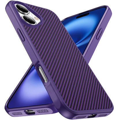 For Apple iPhone 17 (6.3") Carbon Fiber Design with Magnetic HQ 2.0mm Thick Hybrid Shockproof Rubber Hard PC Case Cover