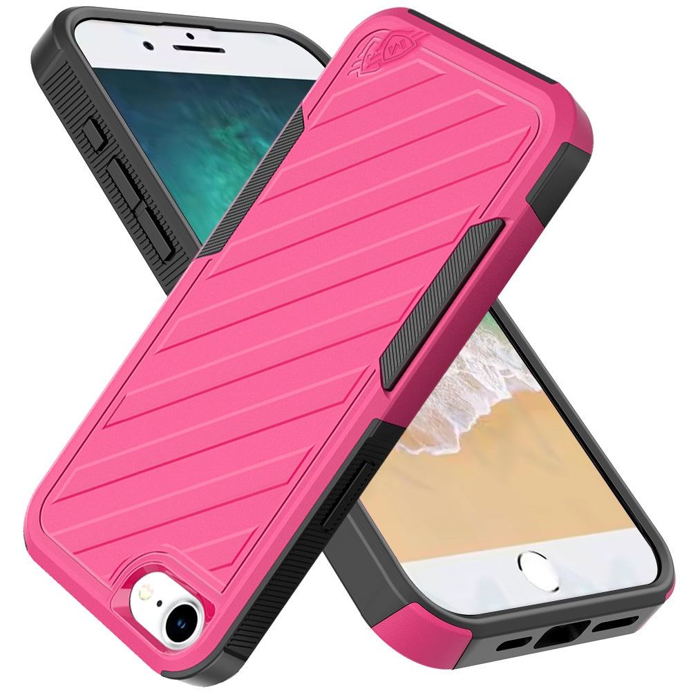 For Apple iPhone 17E /16E Hybrid lined shockproof dual layer Rugged 2in1 Hard PC & Silicone TPU Non Slip Textured Tough Armor Case Cover Hot Pink