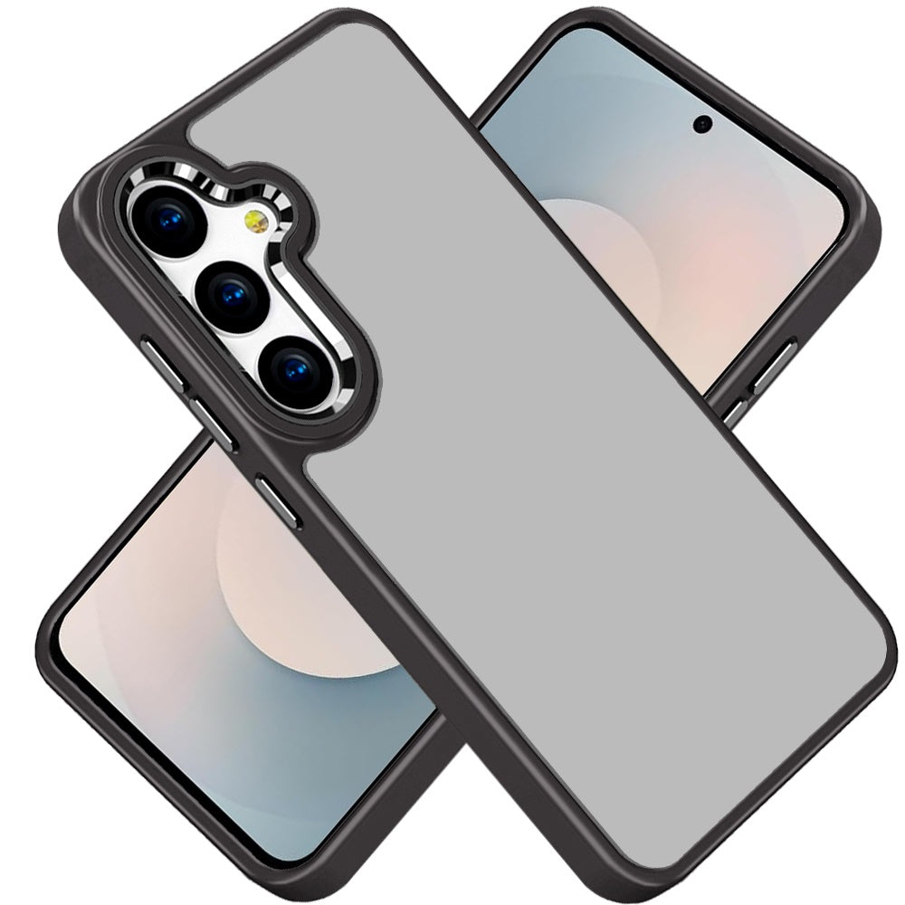 For Samsung Galaxy S26+ / S26 Plus Slim Fit Hybrid Transparent Thick Acrylic with Metal Buttons Frame Protective Hard PC + TPU Shockproof Case Cover