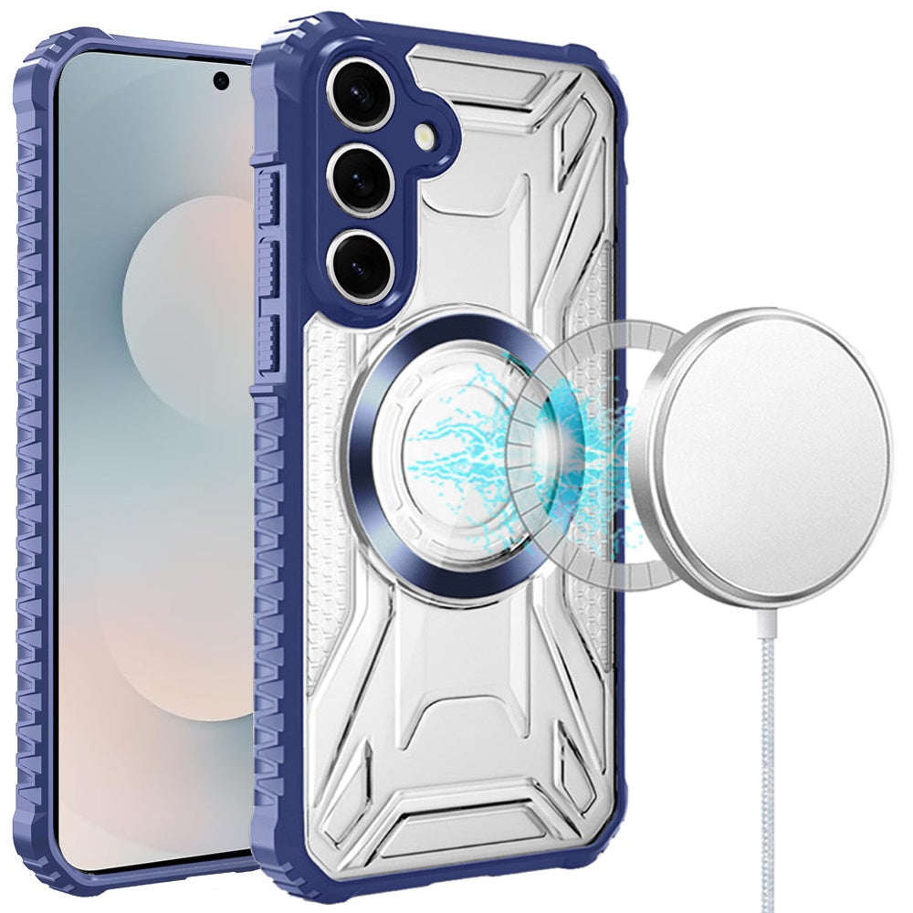 For Samsung Galaxy S25 FE /S25 Fan Edition MagSafe Compatible Pattern Clear Transparent Rugged Hybrid Magnetic TPU Shockproof Armor Case Cover Purple