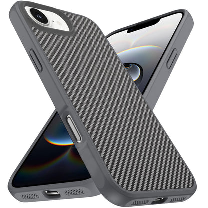 For Apple iPhone 17E /16E Carbon Fiber Design with Magnetic HQ 2.0mm Thick Hybrid Shockproof Rubber Hard PC Case Cover